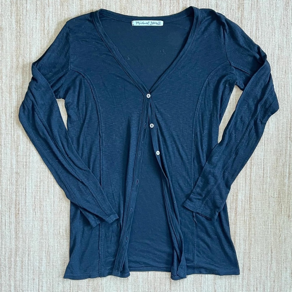 Michael Stars Black Cotton Cardigan